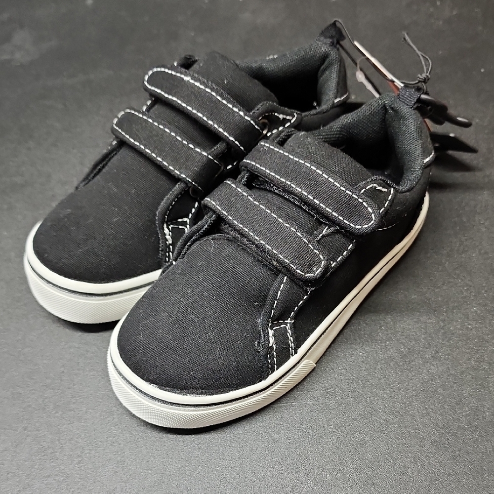 Classic Black Kids Sneakers with Velcro Straps